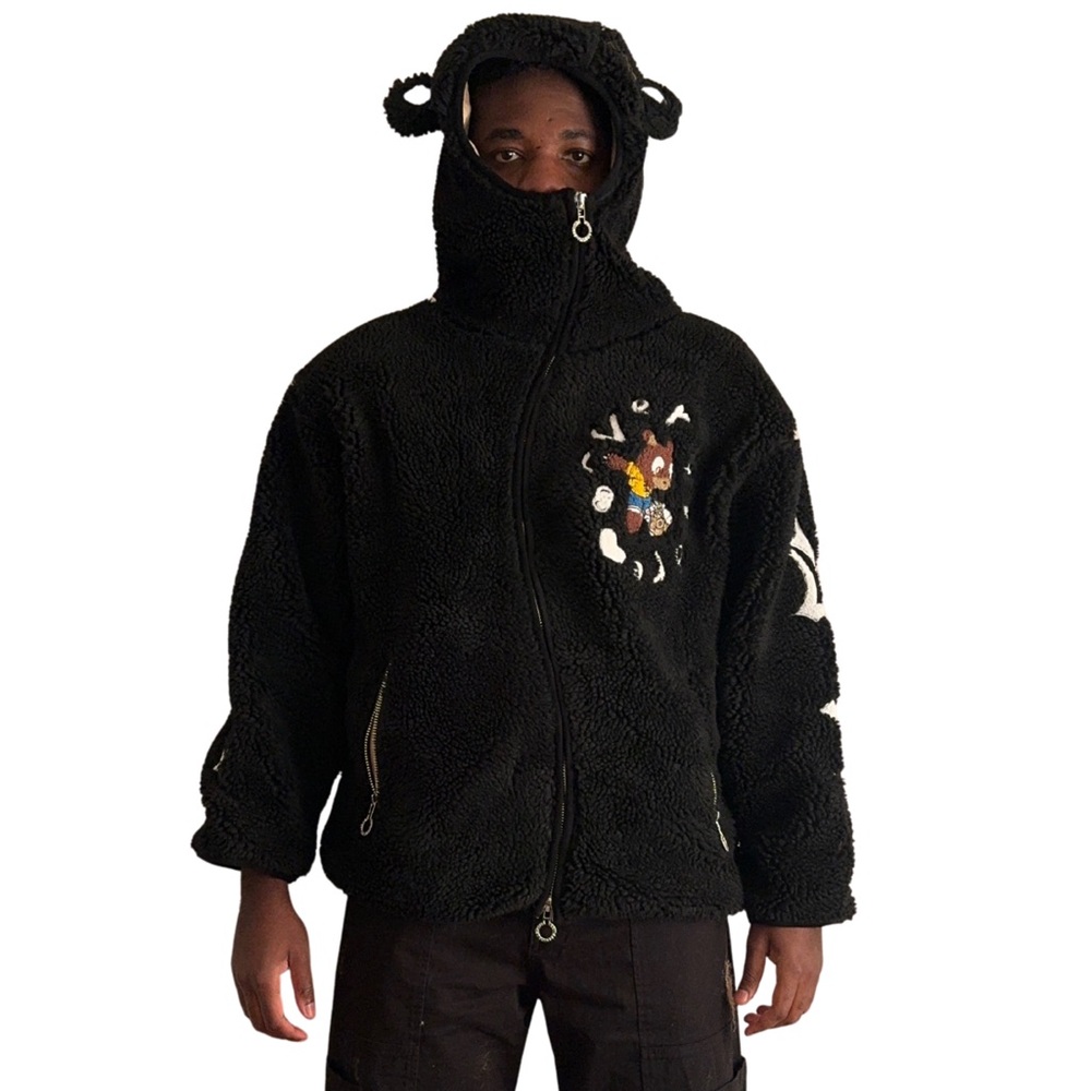 Black Fleece Hoodie with Bear Ears